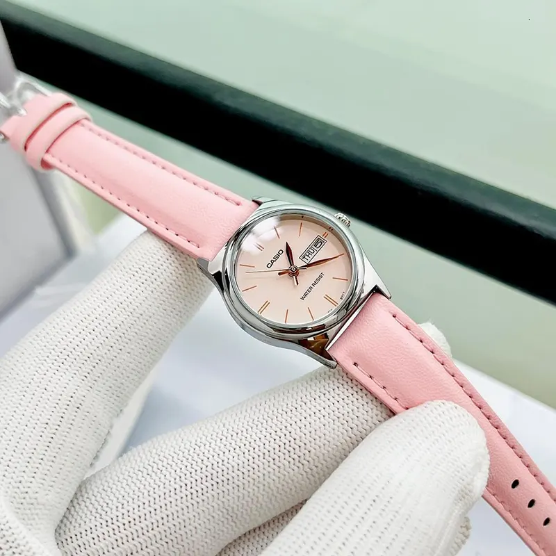 Casio LTP-V006L-4B Pink Dial Pink Leather Ladies Watch
